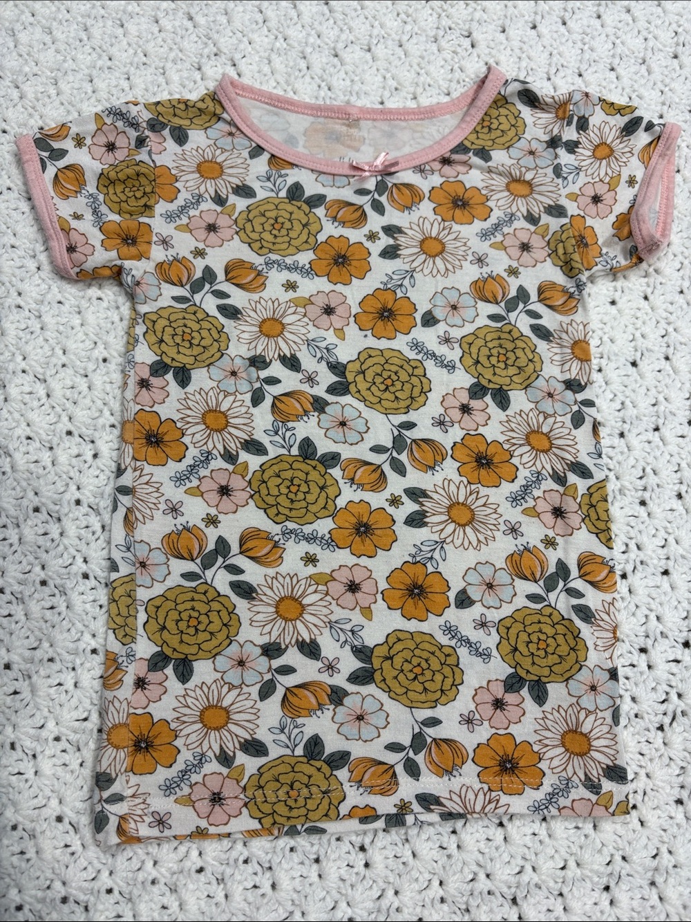 Milkberry Bamboo Pajamas Girls Floral Short Sleeves Snug Fitting Top Size 3T !